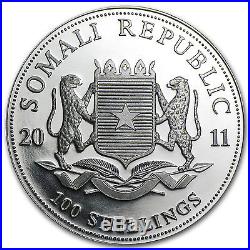 2011 1 oz Silver Somalian African Elephant Coin Brilliant Uncirculated