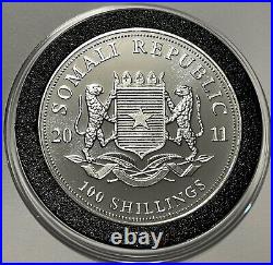 2011 African Elephant Wildlife Somali Republic Coin 1 Troy Oz. 999 Fine Silver