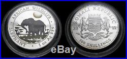 2011 Somali Republic 1 OZ Silver 100 Shillings African Wildlife Elephant Coin