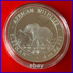 2011 Somalia Elephant Pure 1oz. 999 silver coin in capsule