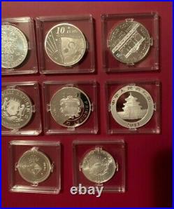 2011 x 8 Silver Coins Panda, Elephant, Noah's Ark, Philharmonic. UNC