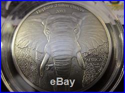 2012 Elephant Gabon 3 Oz Africa 3 Silver Ounces Series Antique Finish