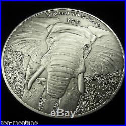 2012 GABON Silver Ounce ELEPHANT in Mint Capsule 1oz Antique Finish African Coin