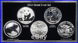 2012 Silver Set Silver Koala, Panda, Eagle, Britannia & Elephant, 5 Oz Total