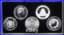 2012 Silver Set Silver Koala, Panda, Eagle, Britannia & Elephant, 5 Oz Total