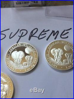 2013, 2014, Parade of Somalia (Somali) Elephants Silver Coins 5 Coins Total