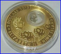 2013 28.28g Silver 2$ Niue LUCKY ELEPHANTS Coin with Figure