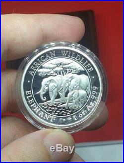 2013 African Wildlife Elephant Silver 1oz Proof High Relief Coin Somali Republic