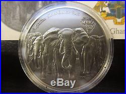 2013 Elephants Ghana 1 Oz Africa Silver Ounce Series Antique Finish