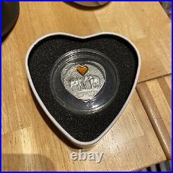2013 Palau $5 Lucky Elephants Everything for you 1 oz silver. 999 coin w. Amber