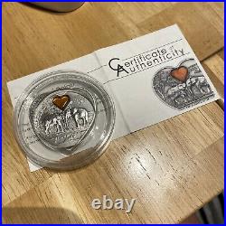 2013 Palau $5 Lucky Elephants Everything for you 1 oz silver. 999 coin w. Amber
