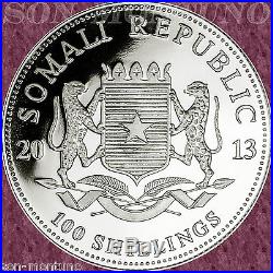 2013 SOMALIA African Wildlife ELEPHANT 1 Oz Silver Coin LUNAR YEAR SNAKE PRIVY