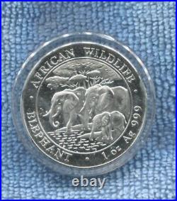 2013 SOMALIA African Wildlife ELEPHANT 1oz Silver Coin 100 Shillings