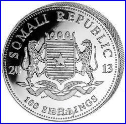 2013 Somalia Elephant 100 Shillings Solid Fine. 999 Silver Gold 1oz Coin