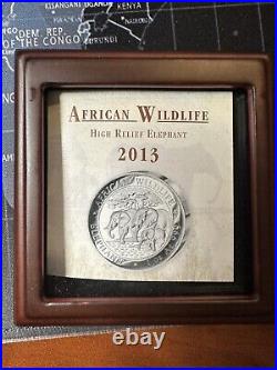 2013 Somalia Elephant 1oz. 999 High-relief Proof Silver Coin new in case & COA