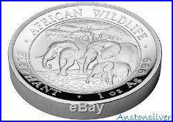 2013 Somalia Elephant 1oz High Relief Proof Coin in original box & COA
