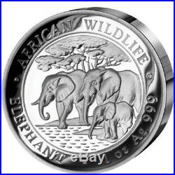 2013 Somalia Elephant High Relief African Wildlife. 999 Silver coin with box COA