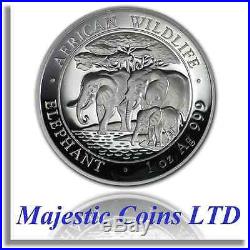 2013 Somalia High Relief African Elephant 1 Oz. 999 Silver Coin GOP Certificate