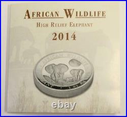 2014 1-oz 999 silver AFRICAN ELEPHANT mintage-1000 High relief Cameo Proof