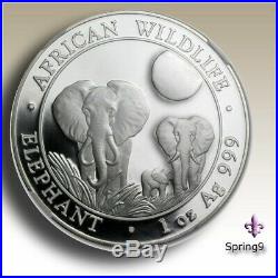 2014 1 oz Silver Somalia Elephant 20 coins in MintDirect Tube Spring9 BU Mint