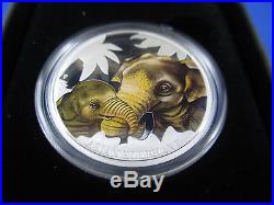 2014 50 Cents Tuvalu 1/2 oz silver proof coin Mother's Love Asian Elephant