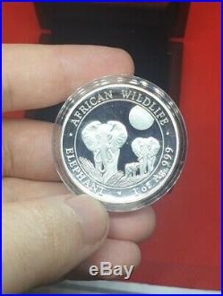 2014 African Wildlife Elephant Silver 1oz Proof High Relief Coin Somali Republic