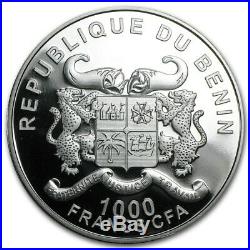 2014 Benin 1 oz Silver Elephant Proof-Like Gilded Coin Protection de la Nature