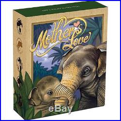 2014 Mother's Love Asian Elephant 1/2oz Silver Proof Coin