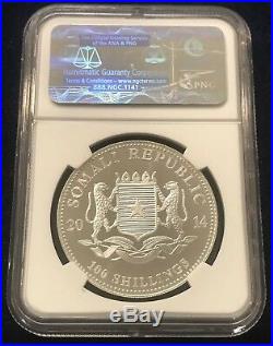 2014 SOMALIA S100S 1 Oz SILVER AFRICAN WILDLIFE-ELEPHANT EARLY RELEASE NGC MS70
