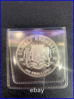 2014 Somali Republic African Elephant 100 Shillings 1oz Silver Coin