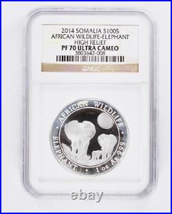 2014 Somalia 1oz Silver Proof Elephant High Relief NGC PF70 Ultra Cameo. 999