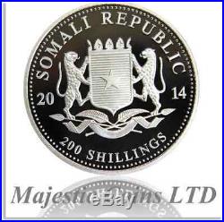 2014 Somalia African Wildlife Elephant 2 oz 1 oz. 5 oz. 25 oz Proof Silver Coins