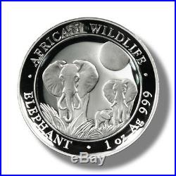 2014 Somalia Elephant 100 Shilling 1oz High-relief Proof Silver Coin