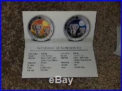 2014 Somalia Elephant Day Night Jubilee 2 Silver Colored Proof Coin Set