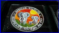 2014 Somalia Elephants Day and Night (2) 1oz Silver Coins 1st Year Only 500