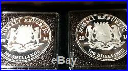 2014 Somalia Elephants Day and Night (2) 1oz Silver Coins 1st Year Release