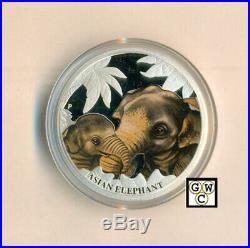 2014 Tuvalu Mother's Love Asian Elephant 1/2oz. Proof 50ct Fine Silver Coin