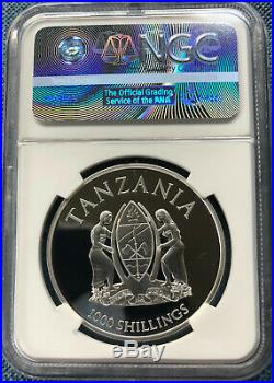 2015 1000 Shillings Tanzania Elephant Silver Proof Coin NGC PF70 UC PERFECT