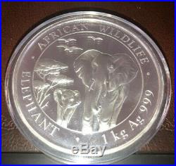 2015 1 Kilo Somalia. 999 Silver Elephant Coin (BU) - Perfect Condition