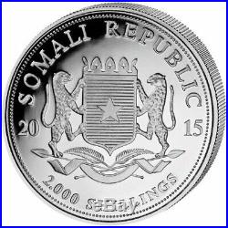2015 1 Kilo Somalia. 999 Silver Elephant Coin (BU) - Perfect Condition