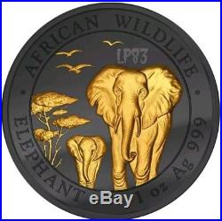 2015 1 Oz Silver GOLDEN ENIGMA ELEPHANT Coin WITH RUTHENIUM