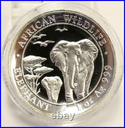 2015 1-oz 999 silver AFRICAN ELEPHANT mintage-500 High relief Cameo Proof