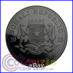2015 1 oz Fine Silver Burning Elephant Somalia 24k Gold Gilded Coin