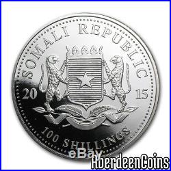 2015 1oz Silver Somalia African Elephant Sunset 24k Gold Gilded Coin