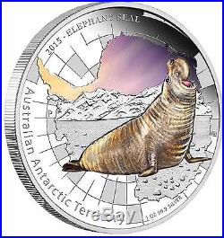 2015 ANTARCTIC SERIES ELEPHANT SEAL Silver Proof Coin