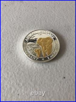 2015 African Wildlife Elephant Somali Republic 1 oz. 999 Silver Coin (Gilded)