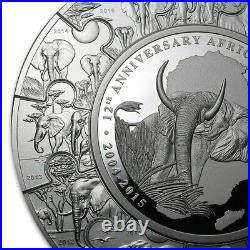 2015 African Wildlife Somalia Elephant Puzzle 1 KG Kilo Silver Coin WithBox+COA