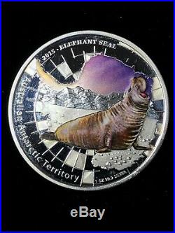 2015 Australia Elephant Seal 1oz. 999 Silver Proof Coin. AAT Series. Perth Mint