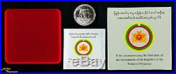 2015 Burma Myanmar 5000 Kyat First Term Government Elephant Coin Silver 925 Unc