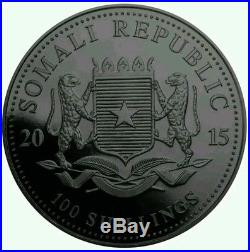 2015 Burning Somalia Elephant Silver Coin 1 Oz 999 Silver with Ruthenium + Gold
